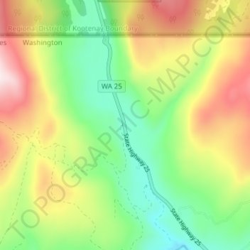 Velvet topographic map, elevation, terrain