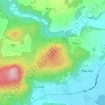 Zeiselberg topographic map, elevation, terrain