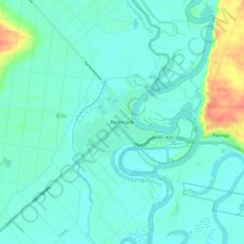 Renmark topographic map, elevation, terrain