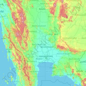 Ang Thong Province topographic map, elevation, terrain
