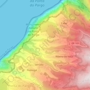 Chã do Curral topographic map, elevation, terrain