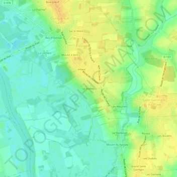 Le Bothey topographic map, elevation, terrain