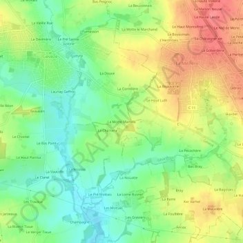 La Motte Marcillé topographic map, elevation, terrain