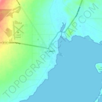 Cowell topographic map, elevation, terrain