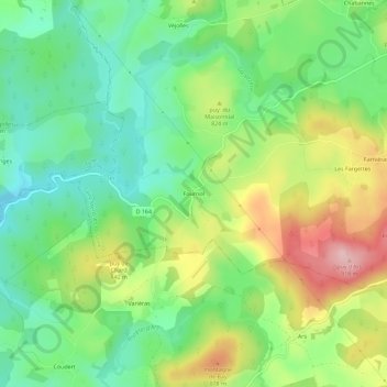 Fournol topographic map, elevation, terrain