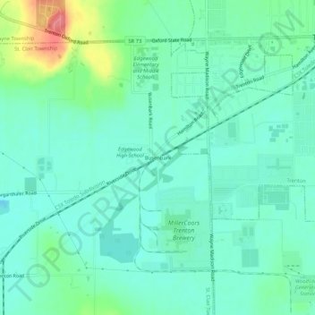 Busenbark topographic map, elevation, terrain