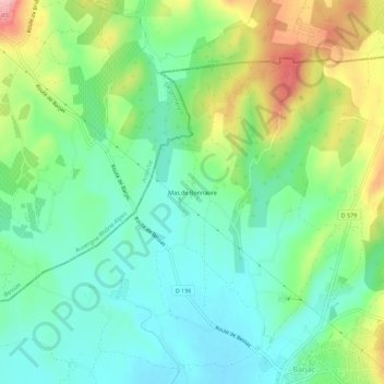 Mas de Bonnaure topographic map, elevation, terrain