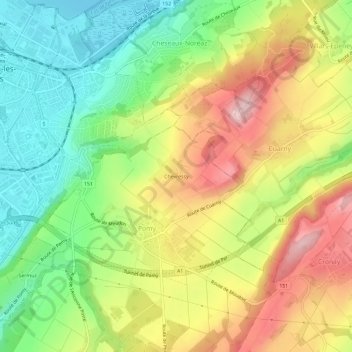 Chevressy topographic map, elevation, terrain