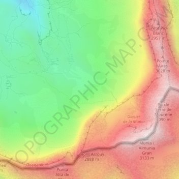 Cirque de Troumouse topographic map, elevation, terrain