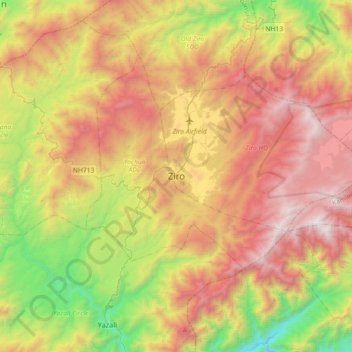 Ziro topographic map, elevation, terrain