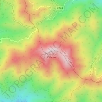 Papoutsa topographic map, elevation, terrain