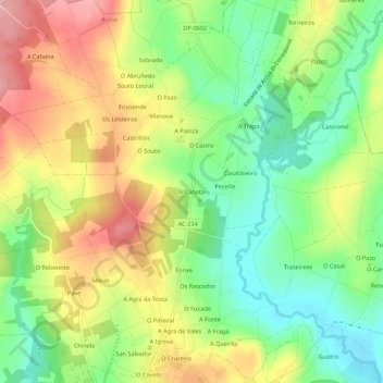 A Cañota topographic map, elevation, terrain
