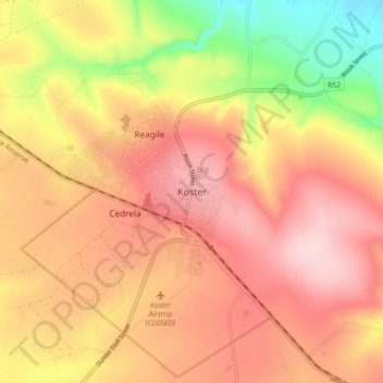 Koster topographic map, elevation, terrain