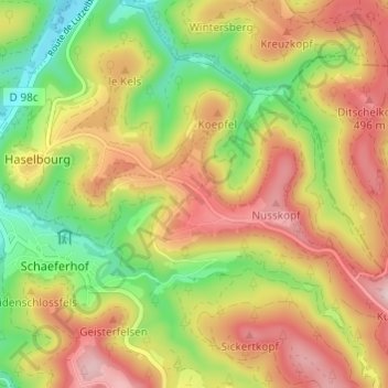 Hellert topographic map, elevation, terrain