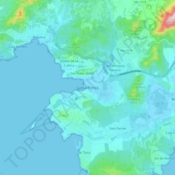 Santa Ponsa topographic map, elevation, terrain