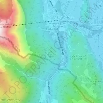 Hangender Stein topographic map, elevation, terrain