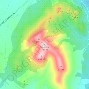 Centinela topographic map, elevation, terrain