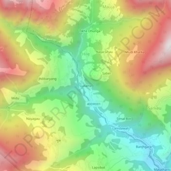 Sudame topographic map, elevation, terrain
