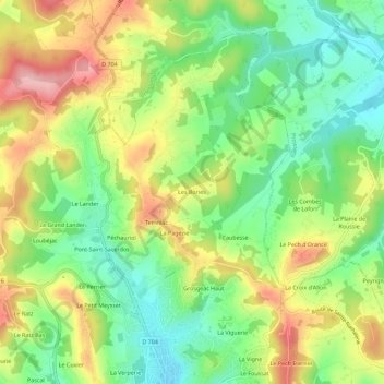 Les Bories topographic map, elevation, terrain