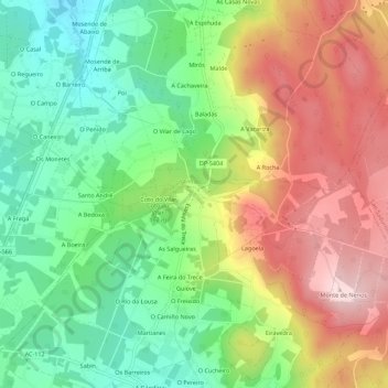 O Carballo topographic map, elevation, terrain