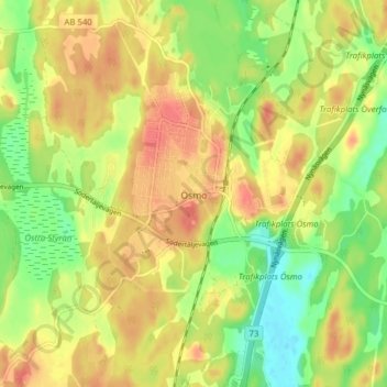 Ösmo topographic map, elevation, terrain