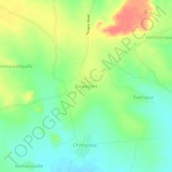 Nawabpet topographic map, elevation, terrain