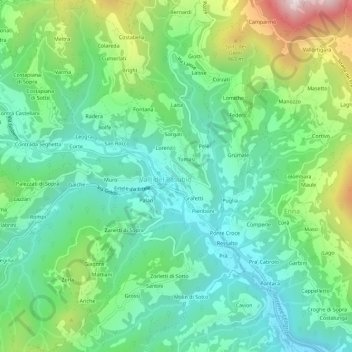 Pozzacchi topographic map, elevation, terrain