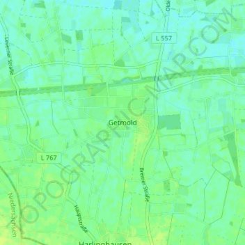 Getmold topographic map, elevation, terrain
