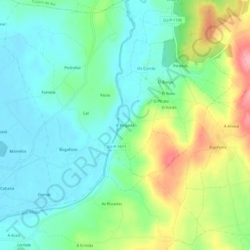 A Reigada topographic map, elevation, terrain