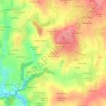 Les Maisons topographic map, elevation, terrain