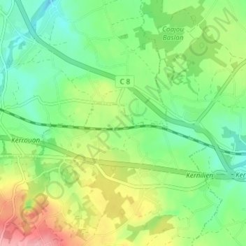 Zunadery topographic map, elevation, terrain