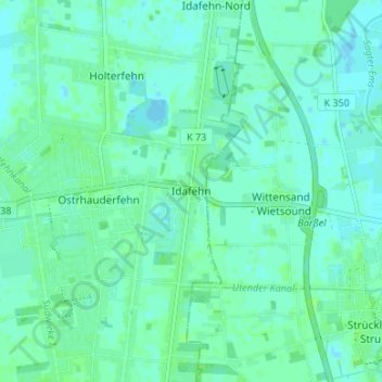Idafehn topographic map, elevation, terrain