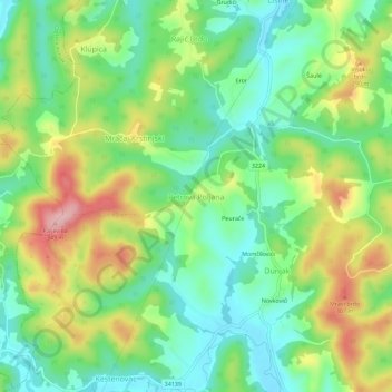 Petrova Poljana topographic map, elevation, terrain