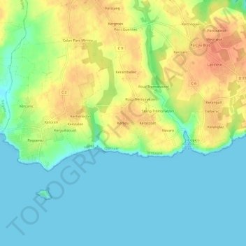 Kerliou topographic map, elevation, terrain