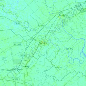 Tân An topographic map, elevation, terrain
