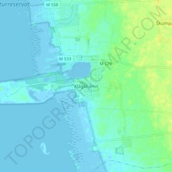 Klagshamn topographic map, elevation, terrain