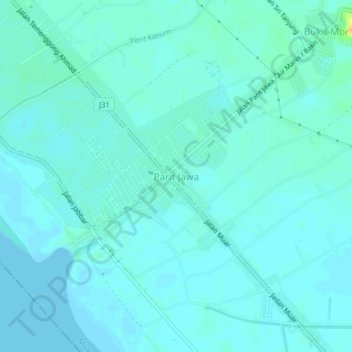 Parit Jawa topographic map, elevation, terrain