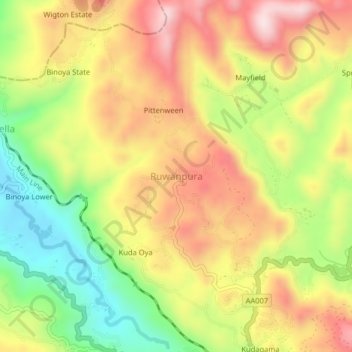 Ruwanpura topographic map, elevation, terrain