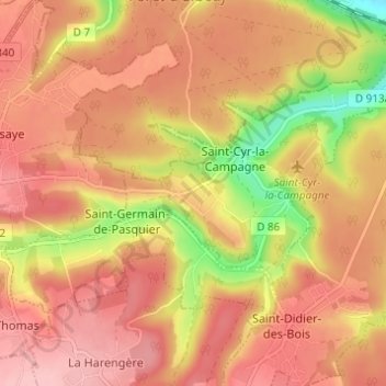 Le Mont Hamel topographic map, elevation, terrain