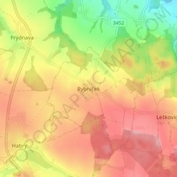 Rybníček topographic map, elevation, terrain