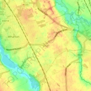 Clive topographic map, elevation, terrain