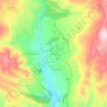 Doros topographic map, elevation, terrain