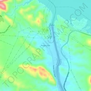 Parker Dam topographic map, elevation, terrain