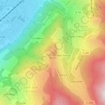 La Poya topographic map, elevation, terrain
