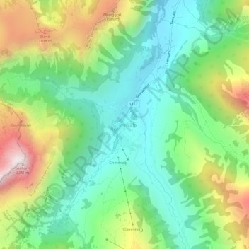 Grimmialp topographic map, elevation, terrain