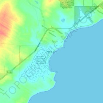 Arno Bay topographic map, elevation, terrain