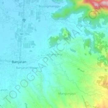Lebakwangi topographic map, elevation, terrain