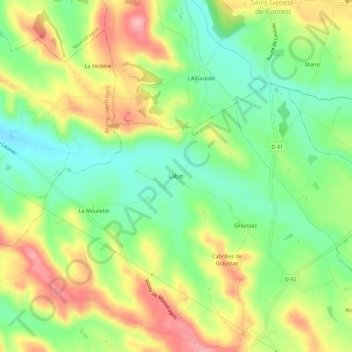 Labat topographic map, elevation, terrain