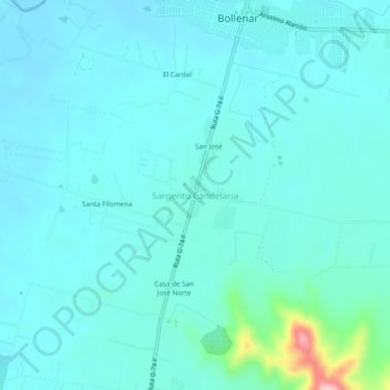 Sargento Candelaria topographic map, elevation, terrain