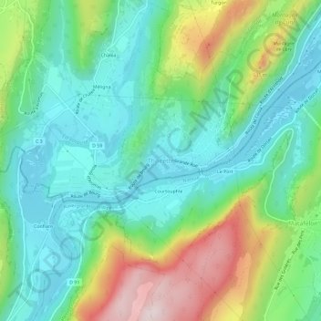 Thoirette topographic map, elevation, terrain